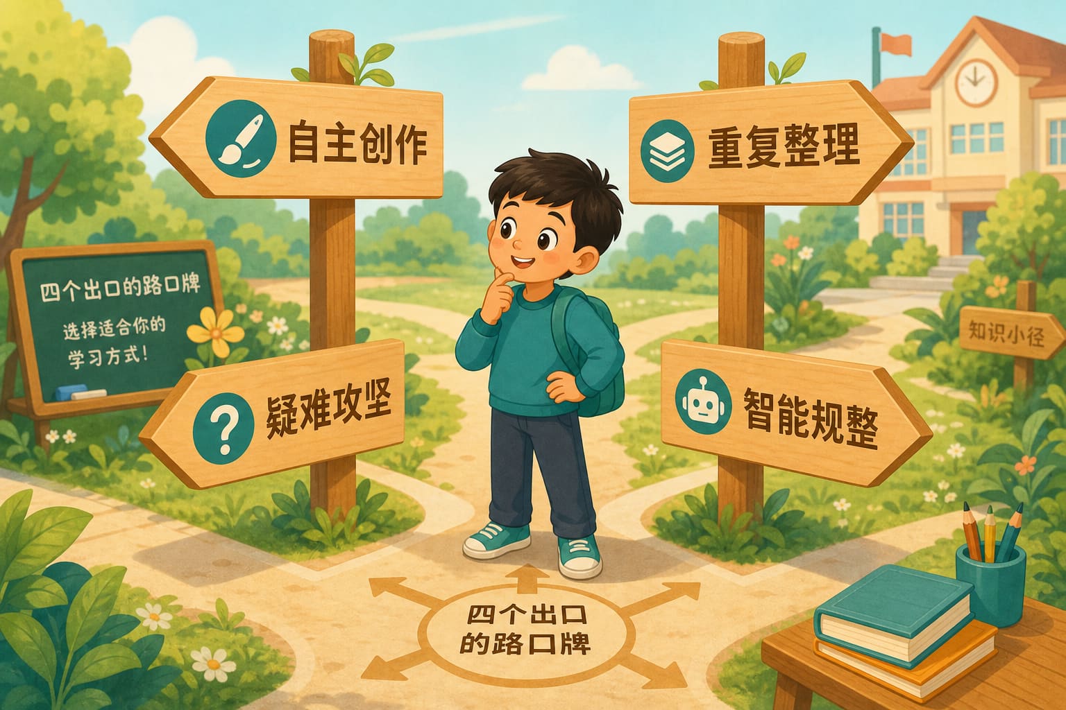 四个出口的路口牌