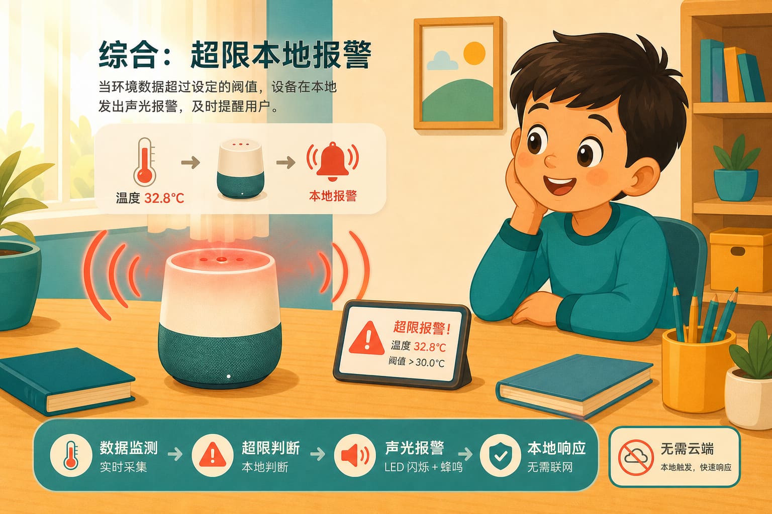 任务场景：教室光照监测——阈值提示
