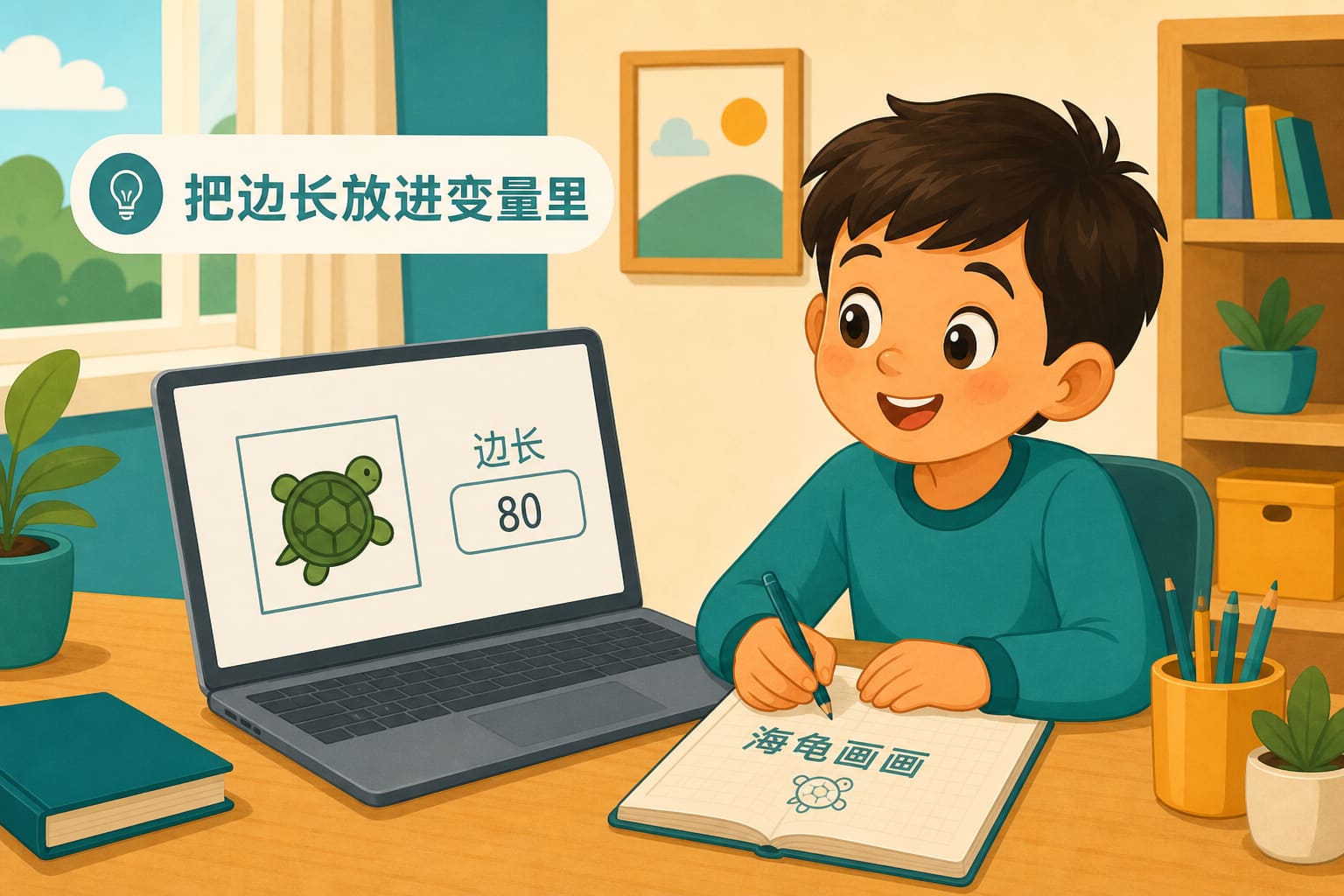 任务场景：边长放进变量