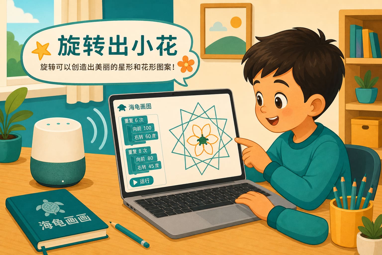 任务场景：旋转出星星与花
