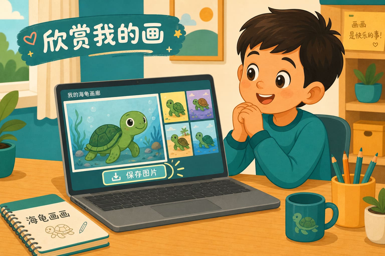 任务场景：欣赏与保存我的画