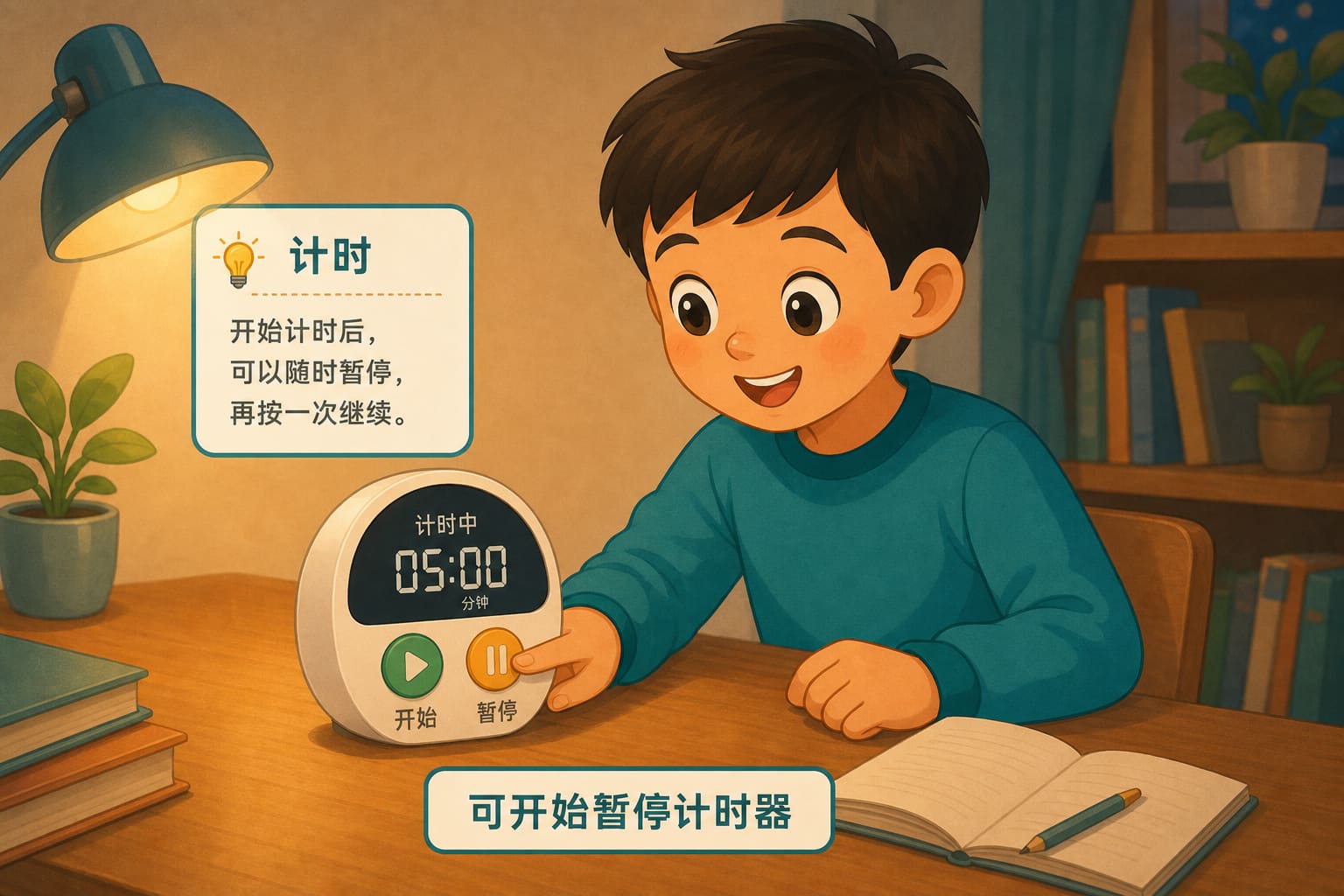 任务场景：可开始暂停计时器