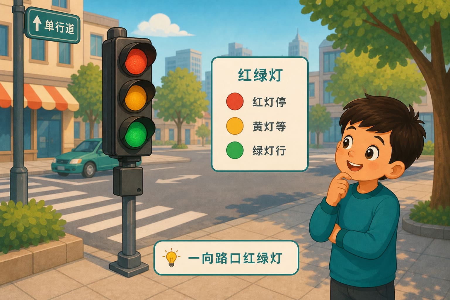 任务场景：一向路口红绿灯