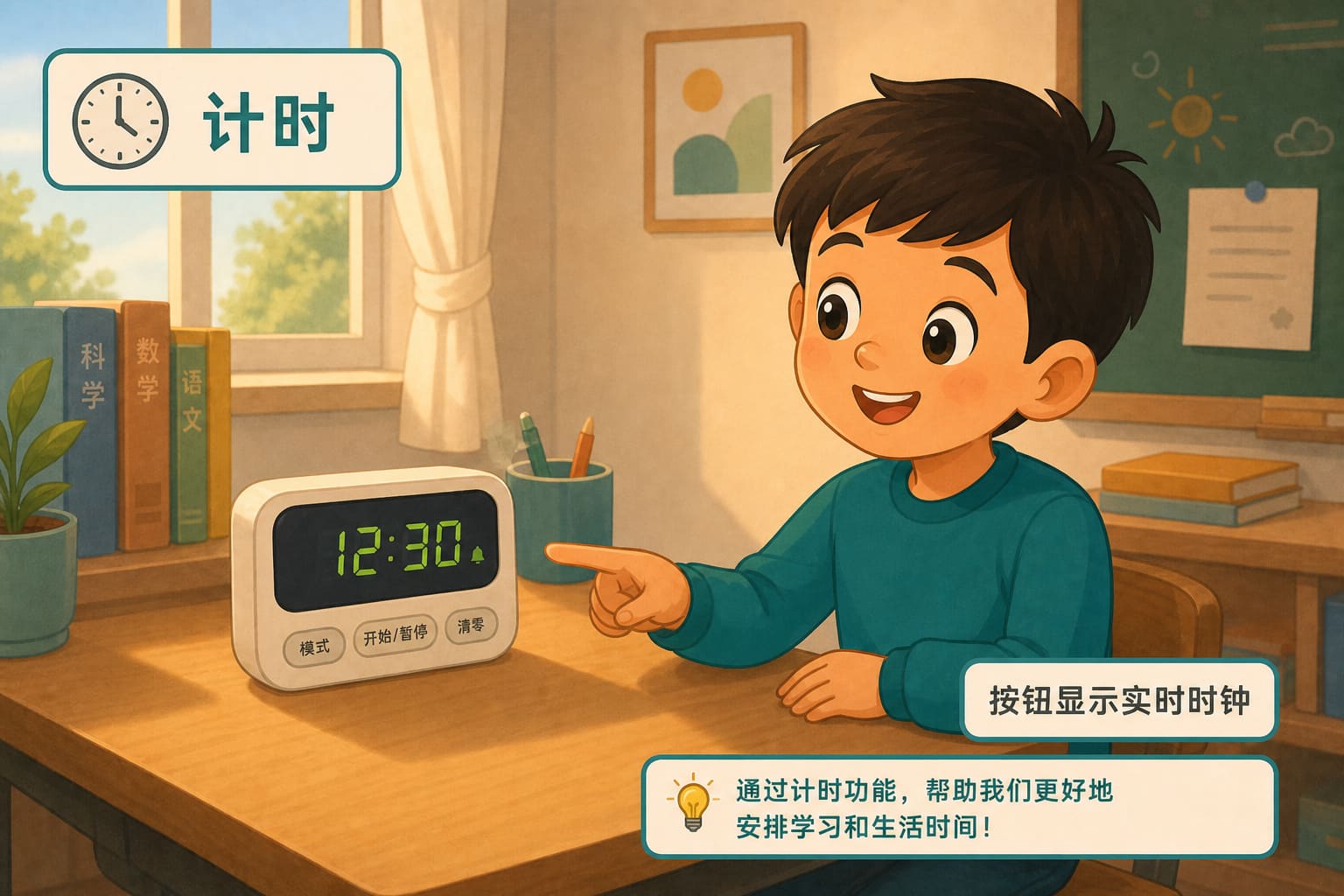 任务场景：按钮显示实时时钟