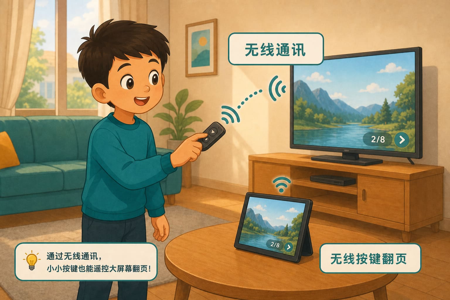 任务场景：无线按键翻页