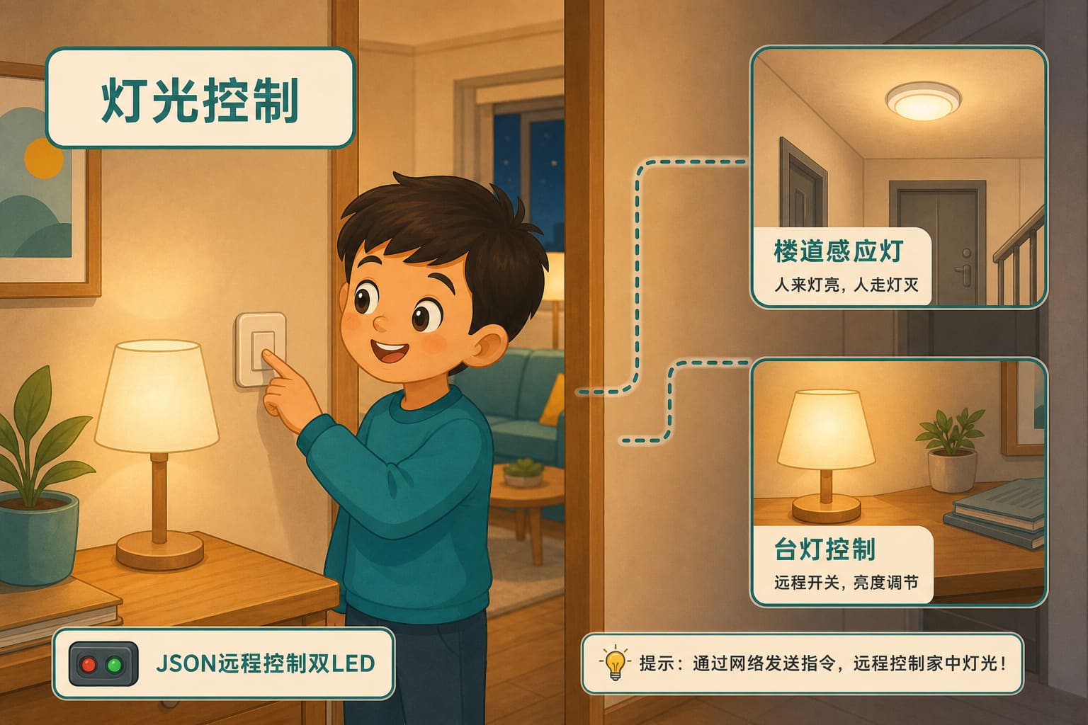 任务场景：JSON远程控制双LED