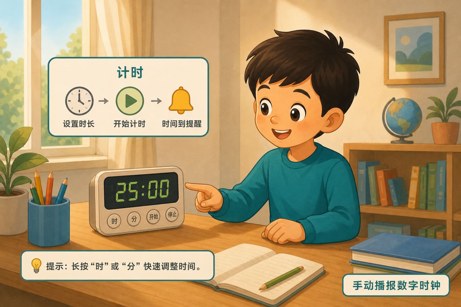 任务场景：手动播报数字时钟