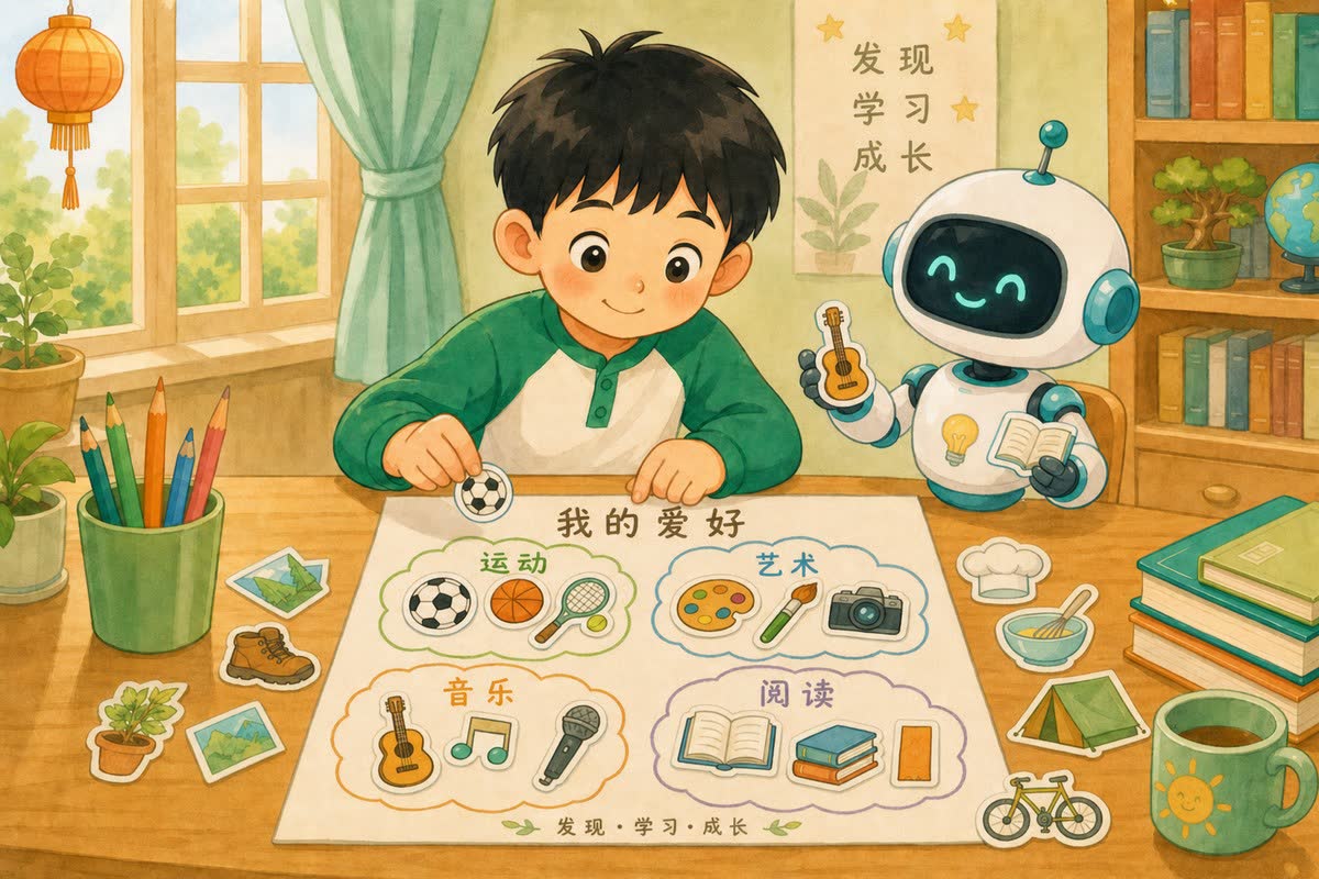 任务场景：按兴趣把同学贴纸归成几堆