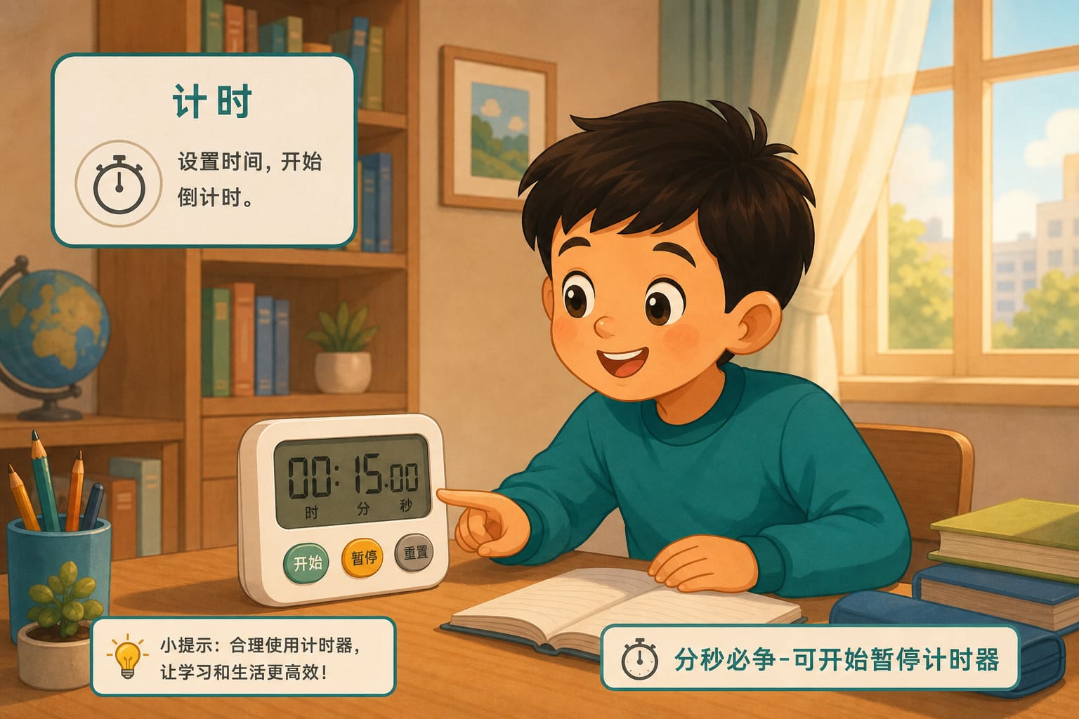 任务场景：分秒必争-可开始暂停计时器