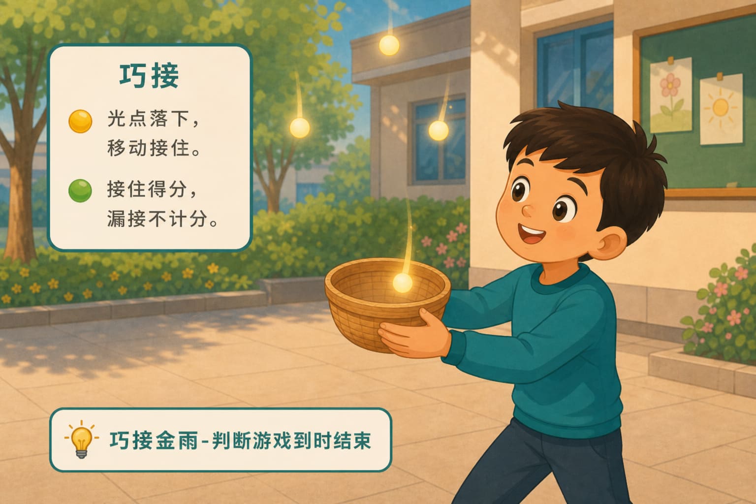 任务场景：巧接金雨-判断游戏到时结束