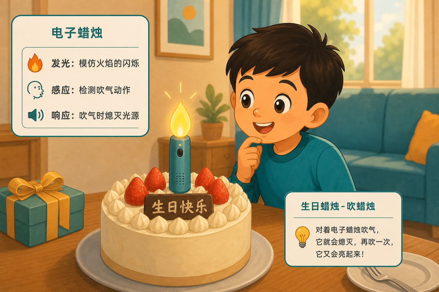 任务场景：生日蜡烛-吹蜡烛