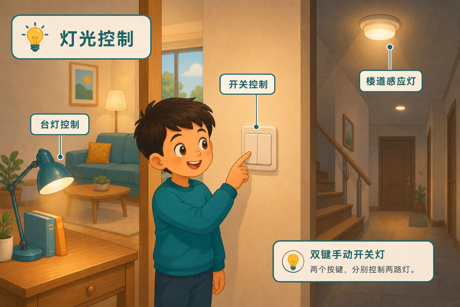 任务场景：双键手动开关灯