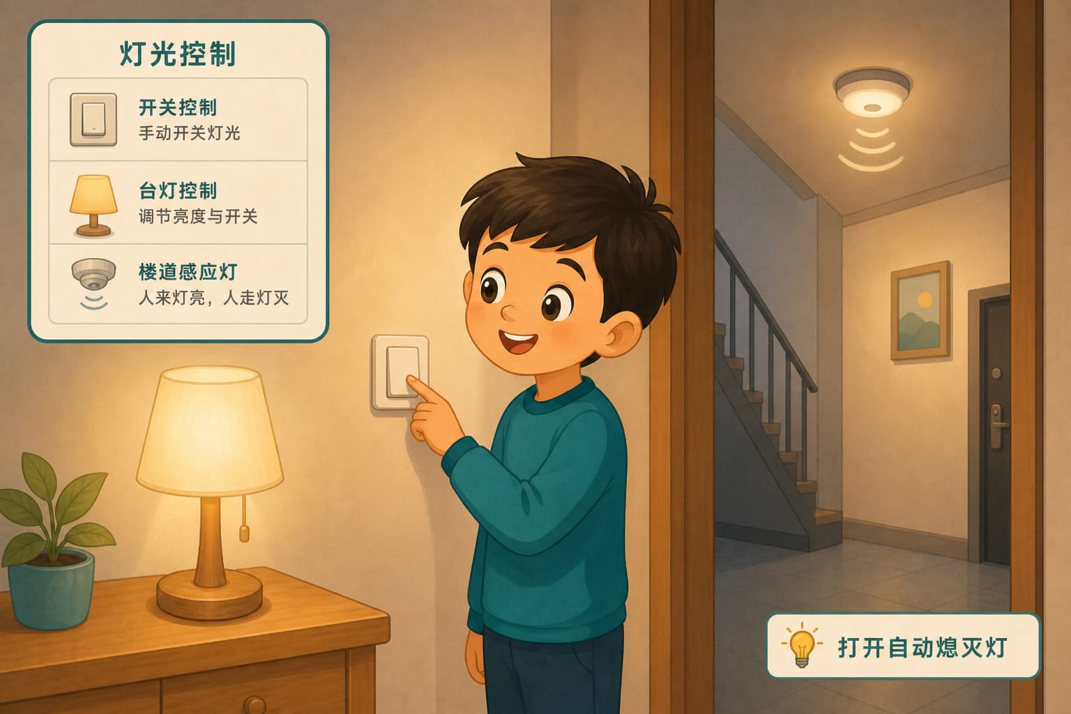 任务场景：打开自动熄灭灯