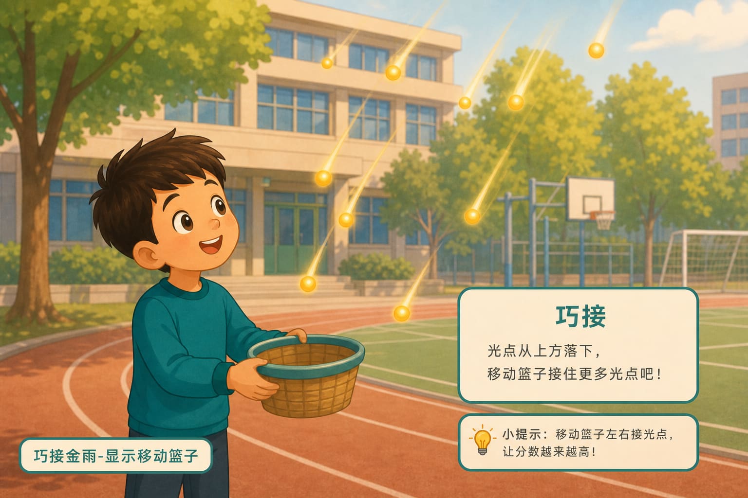 任务场景：巧接金雨-显示移动篮子