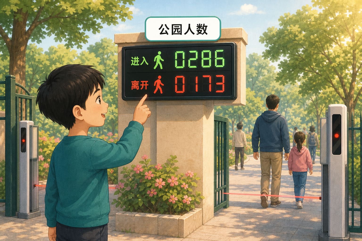 任务场景：红外探秘-出入口分开公园人数统计