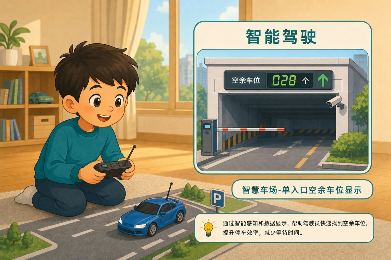 任务场景：智慧车场-单入口空余车位显示