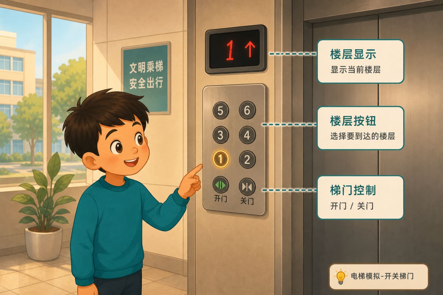任务场景：电梯模拟-开关梯门