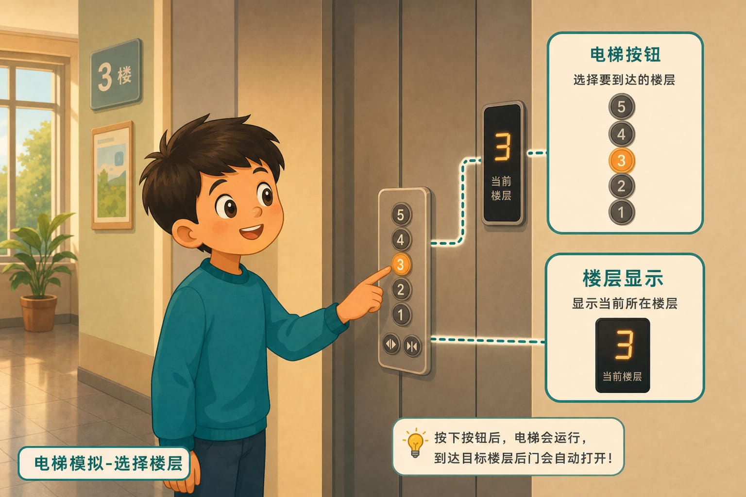 任务场景：电梯模拟-选择楼层
