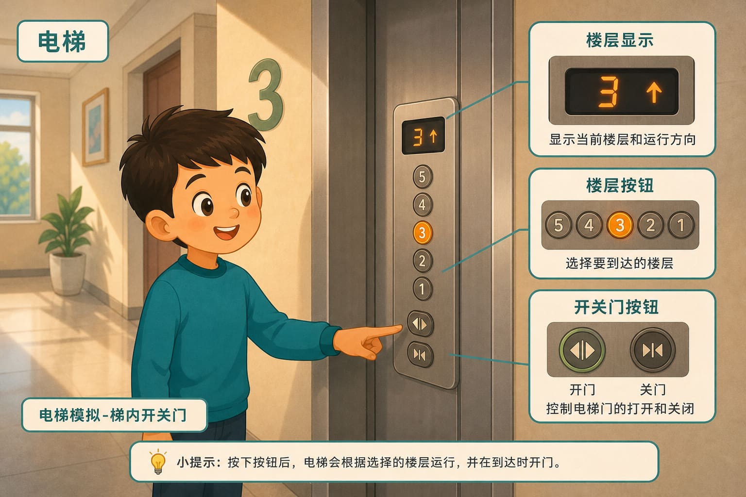 任务场景：电梯模拟-梯内开关门
