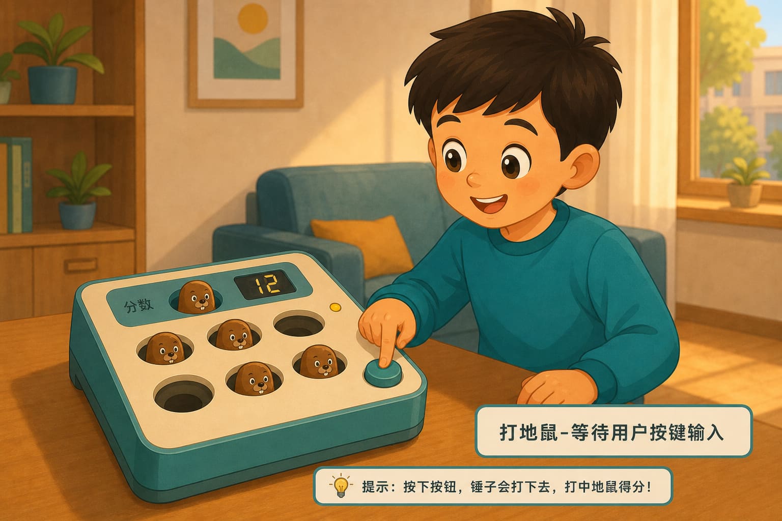 任务场景：外接按键-打地鼠等待用户按键输入
