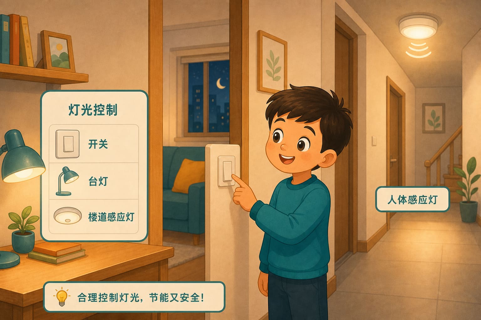 任务场景：外接微波传感器-人体感应灯