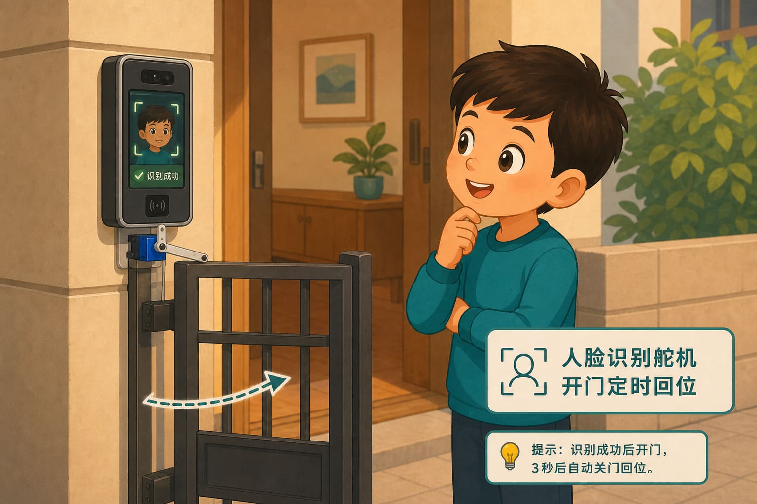 任务场景：外接舵机-按键开门