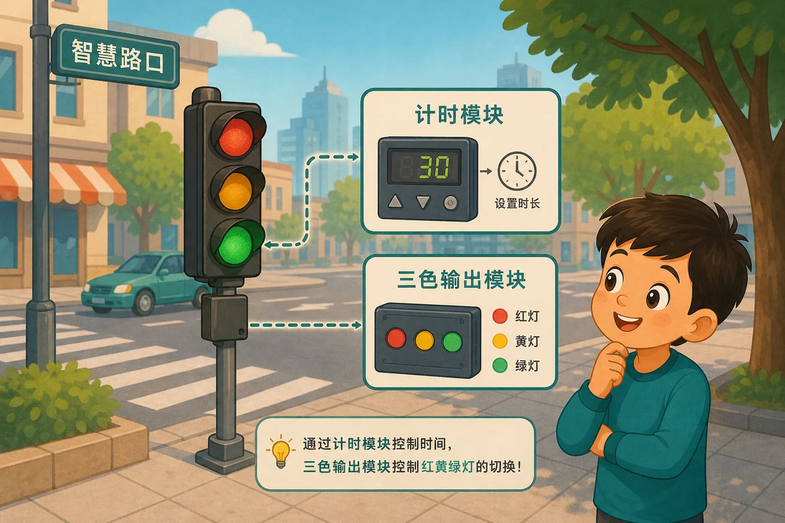 任务场景：交通灯模块拆解卡片