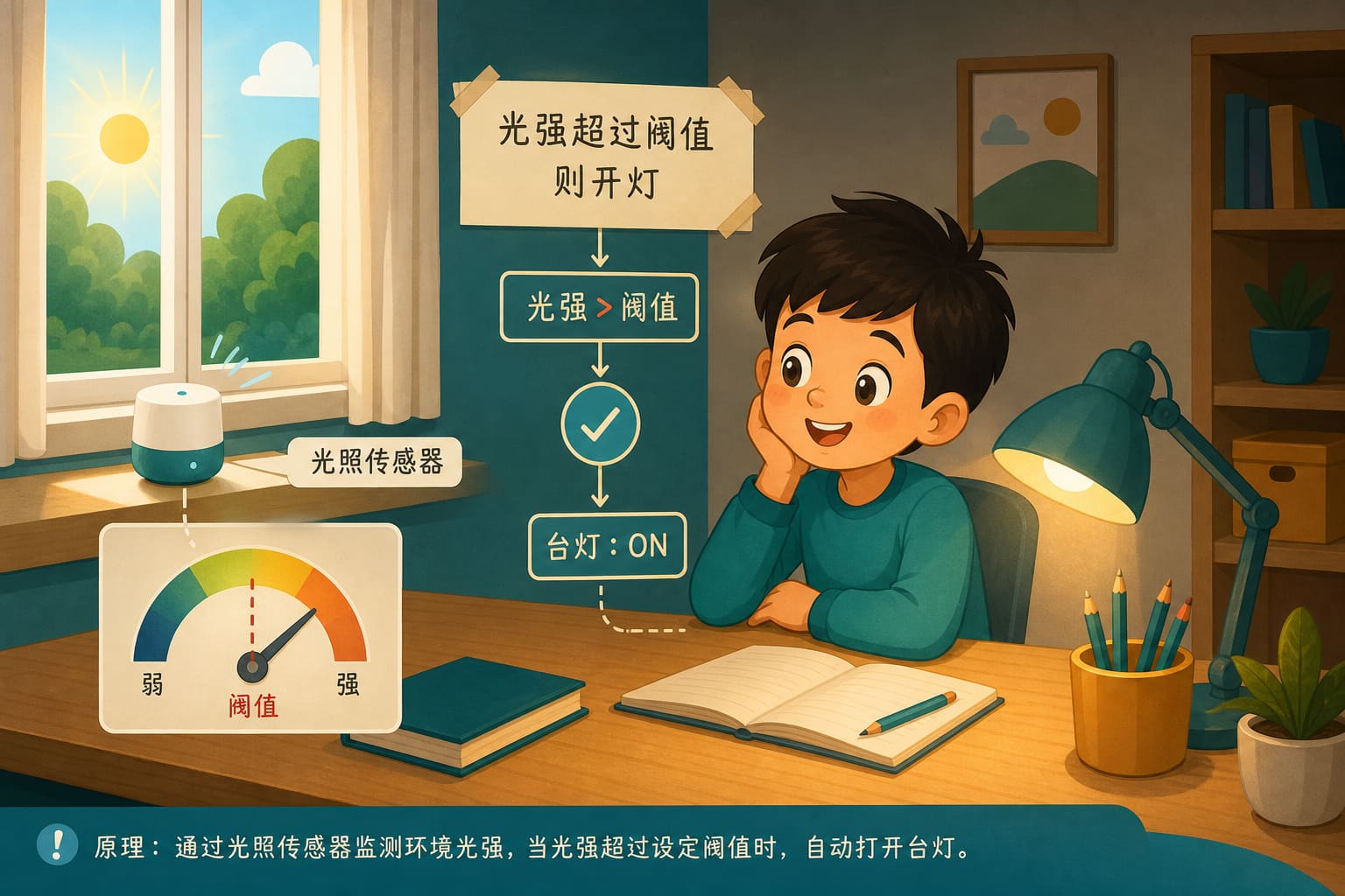 任务场景：阈值判断开灯
