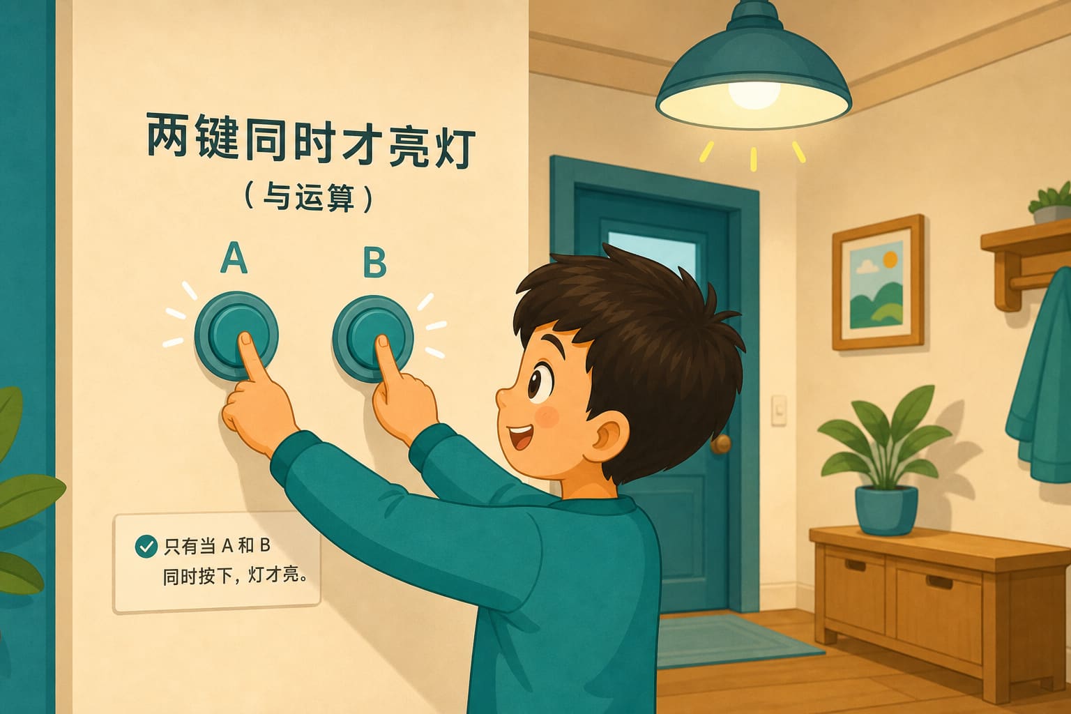 任务场景：两键同时才亮灯