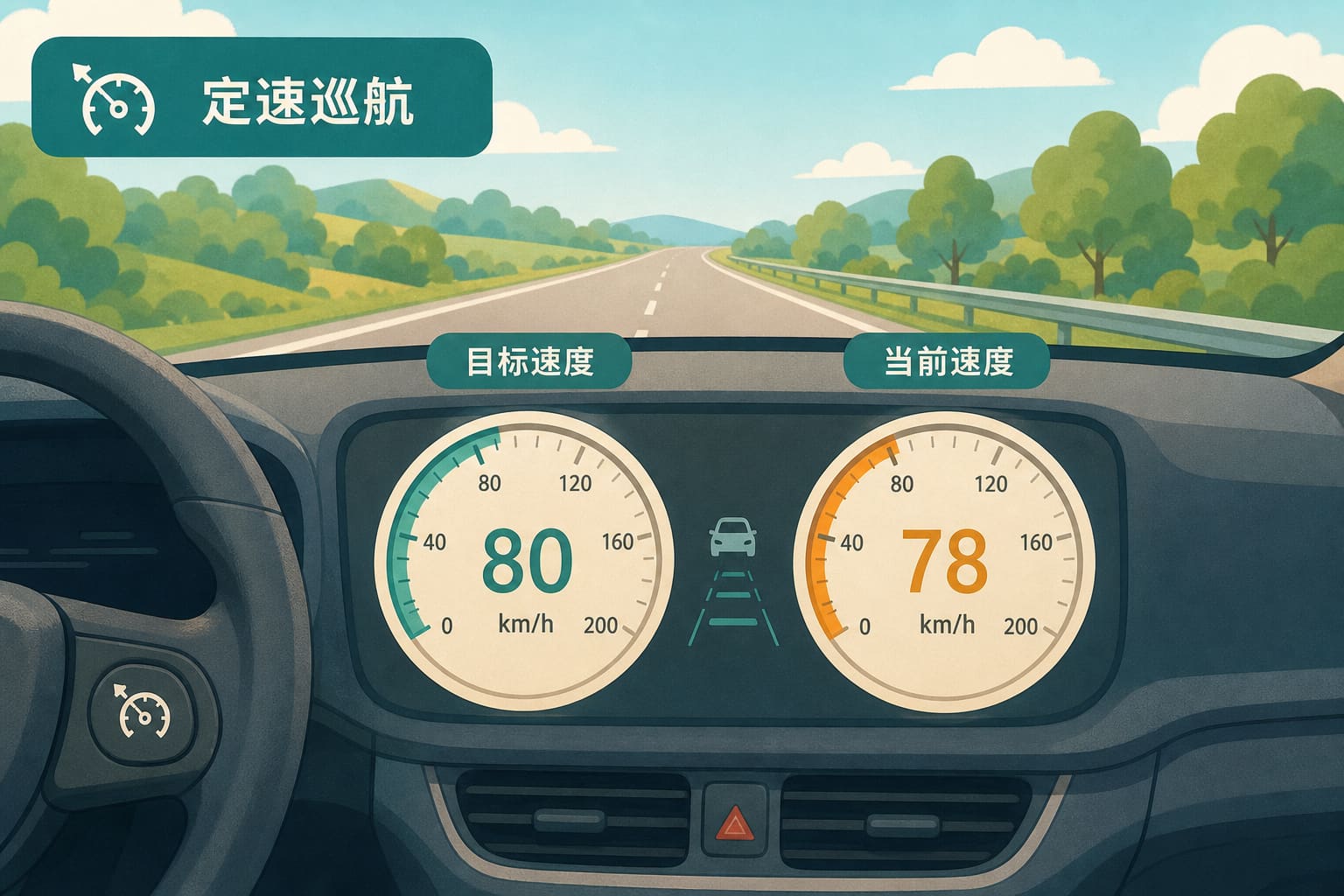 任务场景：定速巡航目标与当前值
