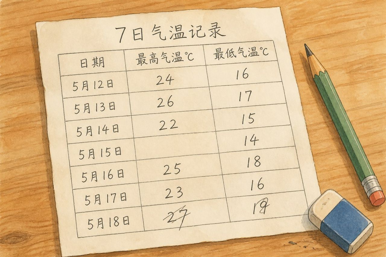 手工气温记录表：看一看有什么不足？