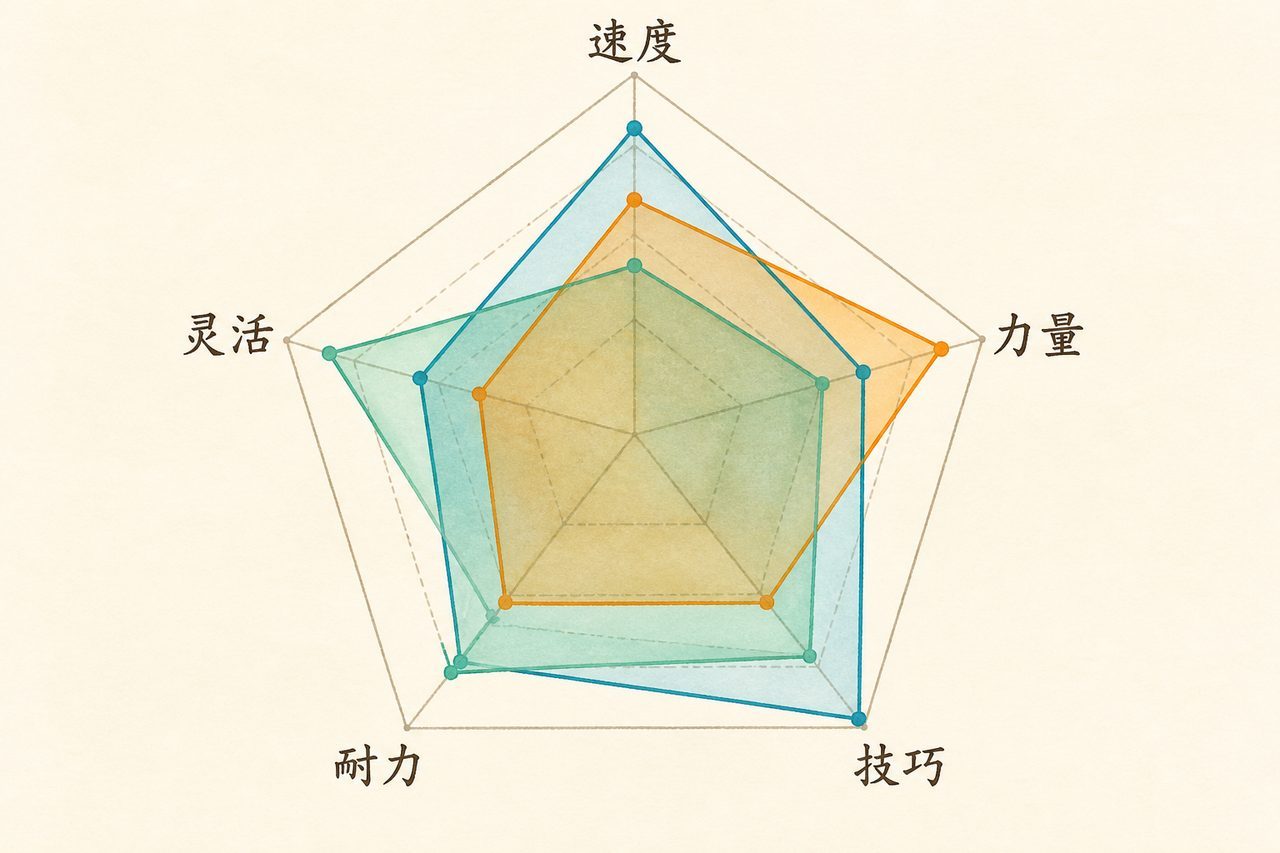雷达图：多角度比较
