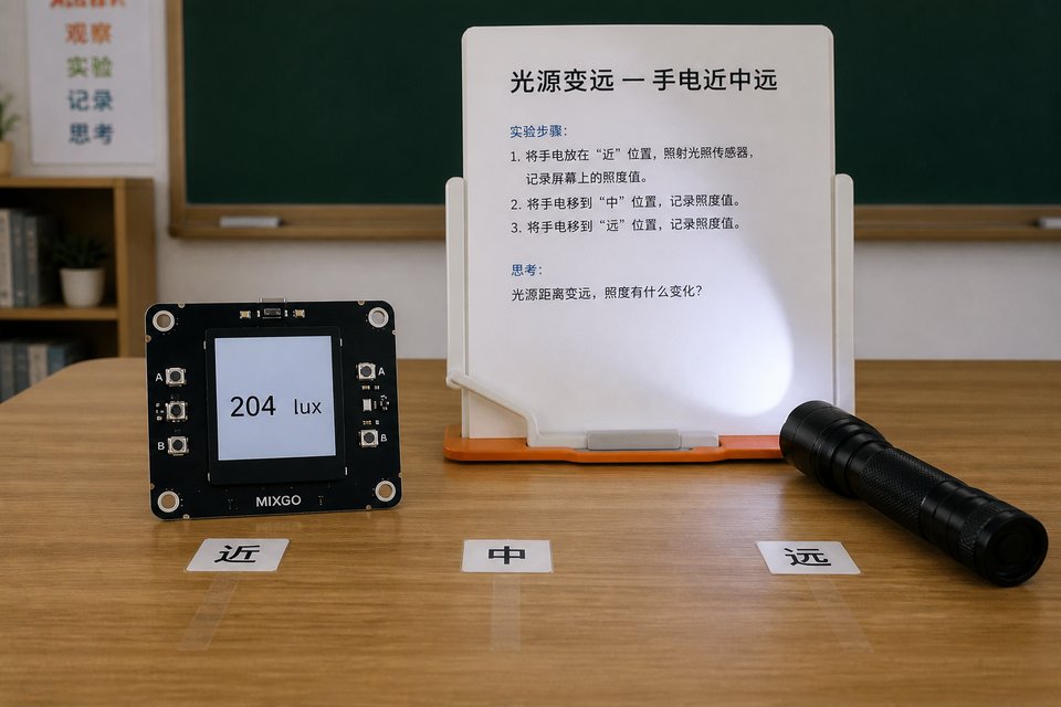 光源变远：手电近中远。