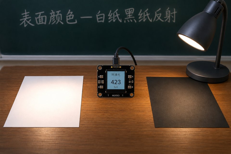 表面颜色：白纸黑纸反射。