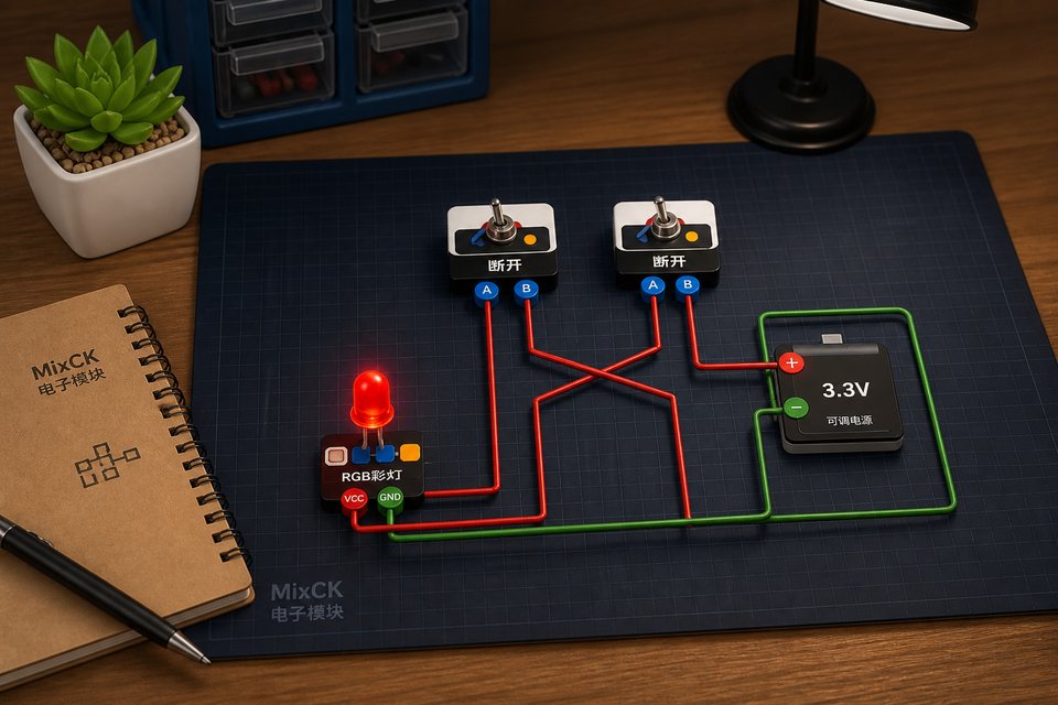 避免短路：仿真中对比：正常经电阻/LED 通路 vs 错误把电源两极短接（观察异常，立即断开）。